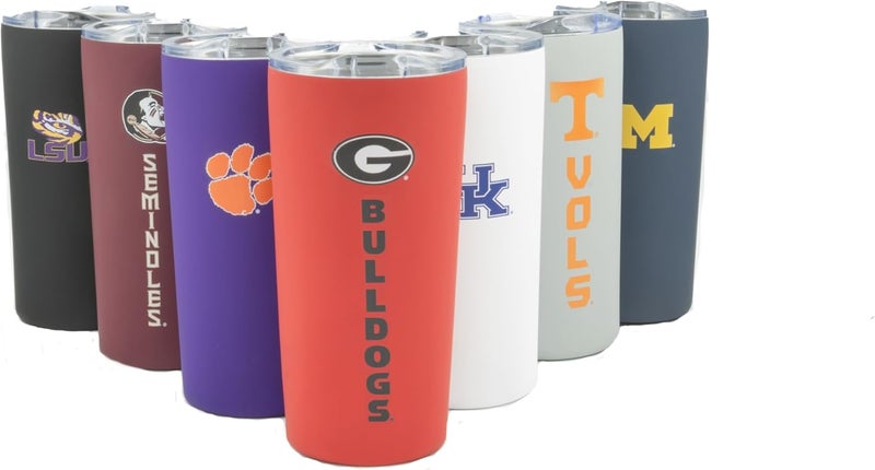Decorvo Officially Licensed Collegiate Stainless Steel Tumbler - Double Walled Insulated Travel Tumbler with Slide Lid - 18 oz (Georgia - Red) - Image 1